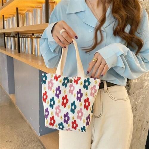 Ins Fresh and Lovely Cloth Bag Casual Womens Bag Wrinkled Cloth Bag Printed Handbag