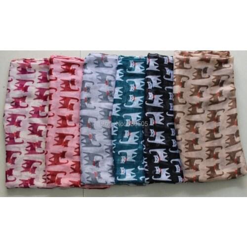 New tie cat print scarf for women mixed color 100pcs/lot free shipping by express