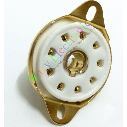 Wholesale and retail 20pc 9pin Gold Ceramic vacuum tube socket value EC52 EF50 EF55 EFF51 audio amp free shipping