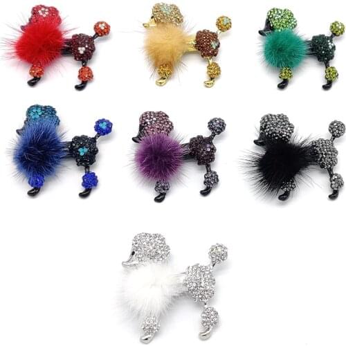 PD BROOCH Fashion Plush Dog Poodle Brooch High-end Banquet Party Clothing Accessories Wholesale Beautiful Jewelry Gift Dog Pin