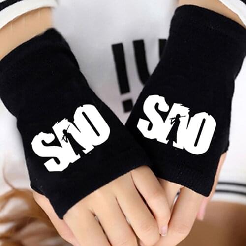 Fashion Anime Sword Art Online SAO Half Finger Glove Cotton Knitting Fingerless Mitten Lovers Cosplay Accessories Warm Gifts