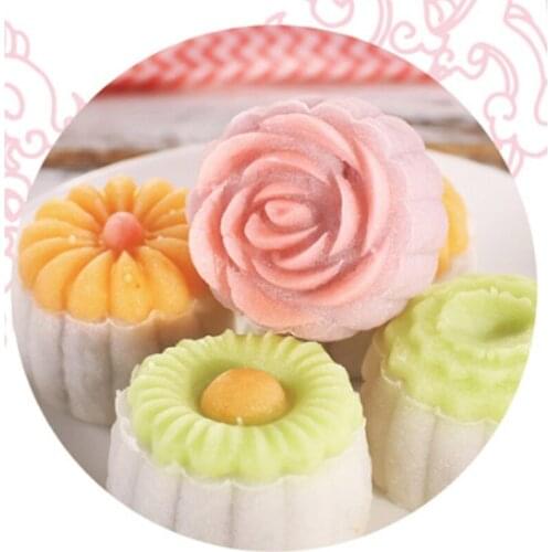 Plastic Mooncake Mold 50/75/83/100g Cookie Cutter with Flower Stamp Pastry Mould AXYC