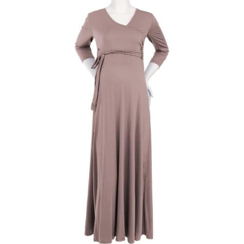 Baby Shower Pregnancy Dress Pregnant Women Clothing Elegant Maxi Long Dress with Waistband Maternity Dress for Photo Shoot