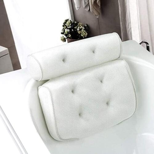 3D Mesh Spa Non-Slip Cushioned Bath Tub Spa Pillow Bathtub Head Rest Pillow With Suction Cups For Neck And Back Bathroom Supply