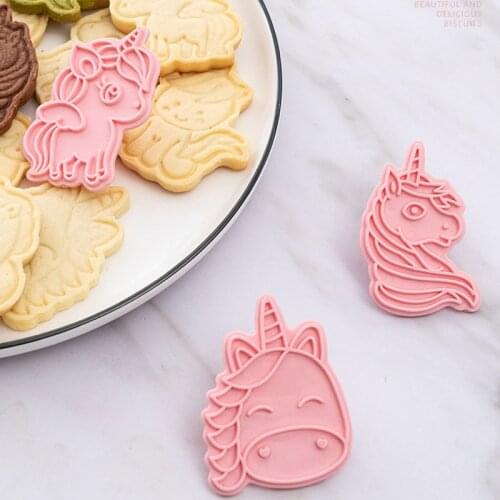 My Little Pony Set of Cookie Cutters 3d Cartoon Mold Plastic Pressing Fun Baking Molding Unicorn Cookie Mould Baby Girl Funy Toy