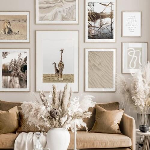 Lion Giraffe Desert Plant Landscape Quote Nordic Posters And Prints Wall Art Canvas Painting Wall Pictures For Living Room Decor