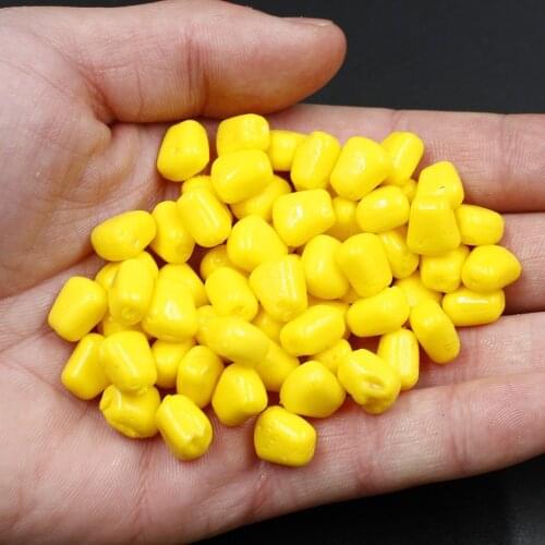 50-100pcs/lot 1cm Soft Plastic Lures Artificial Silicone Bait Corn For Grass Carp Fishing 0.3g Wobblers Fishing Lures