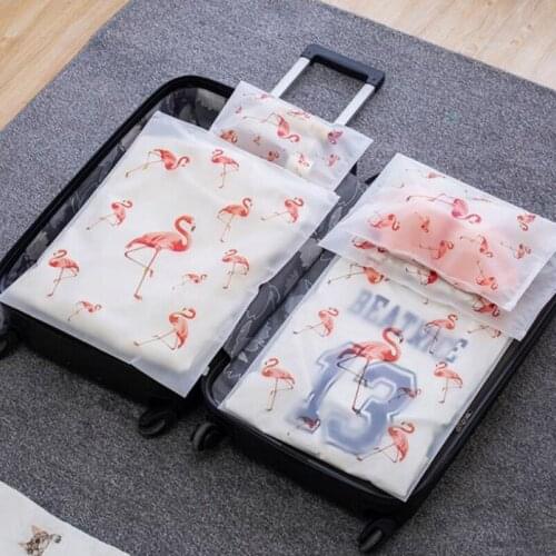 Flamingo Transparent Zip Lock Plastic Storage Bag Travel Necessary Makeup Toiletry Bag Bath wardrobe organizer Shoe Bag JMA082Y