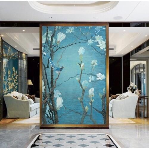 Drop Shipping photo Wallpaper New Chinese Magnolia Ventilation Corridor TV Wall Stroke Painting Large Flower Painting Wallpaper