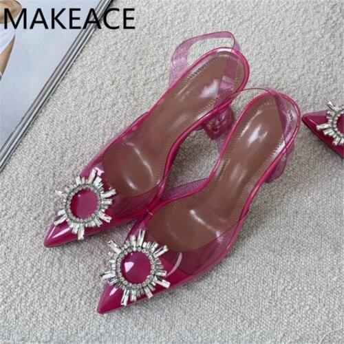 PVC Transparent Crystal Shoes High heel Sandals Women pointed toe Goblet heels Summer Sandals Sexy Shinny Party Shoes Woman 2021