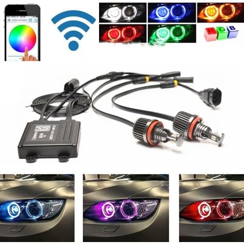 RGB H8 Led Marker Angel Eyes 60W Canbus Wifi Control RGB LED Marker Bulb Halo Ring for BMW E82 E90 E92 E93 E70 E71 E60 E61 E63