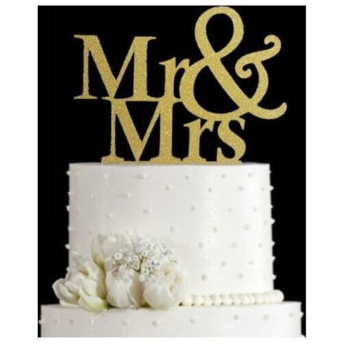 Mr&Mrs Romantic Shiny Cake Topper Wedding Party Top Letter Decor Decoration For Home Party Supplies Cupcake Topper