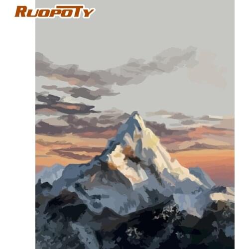 RUOPOTY 60x75cm Frame Diy Painting By Numbers Kits Snow Mountain Abstract Landscape Wall Art Picture For Home Decors