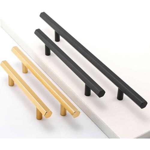 Aluminum Alloy Hexagon Kitchen Cabinet Handles Matte Black/Gold Wardrobe Handle Drawer Pull Knob Closet Knobs Furniture Hardware