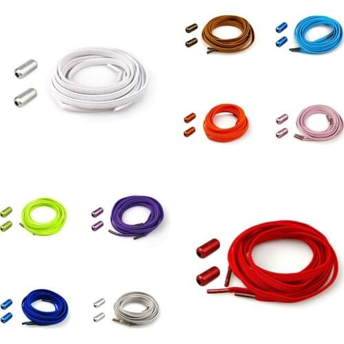 1Pair No tie Shoelaces Round Elastic Shoe Laces Special Metal Lock Shoelace for Men Women Quick Lazy Laces