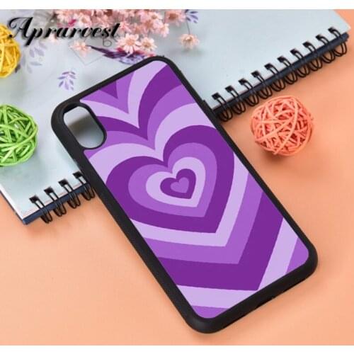 Aprarvest Silicone Rubber Phone Case Cover For iPhone 6 6S 7 8 PLUS X XS XR 11 12 MINI PRO MAX Purple Retro Heart