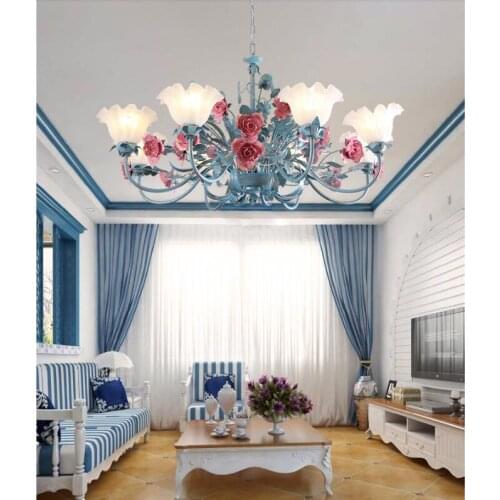 Free Shipping White Art deco Floral Chandelier lamp Lustre Light Flower Chandelier Light Fixture E14 D70cm Decoration Chandelier