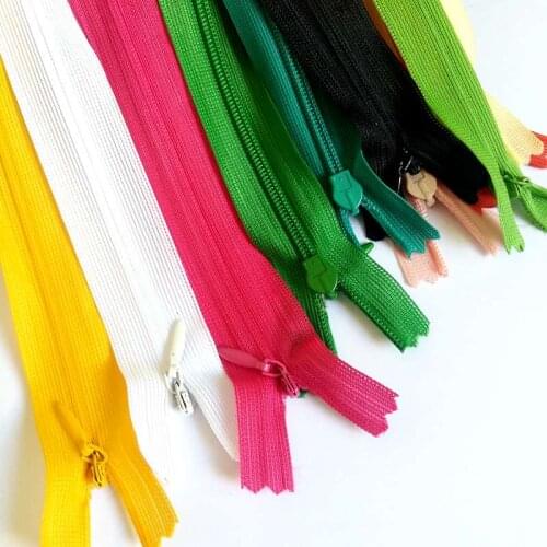 Mix color 10pcs/lot 3# 28cm Long Invisible Zippers Purple Orange Green Black DIY Nylon Coil Zipper For Sewing Clothes