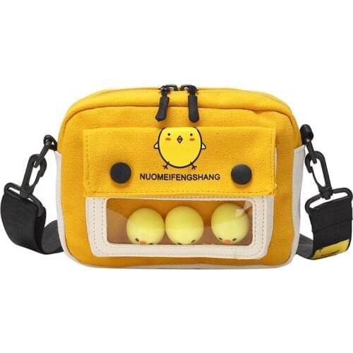 Harajuku Women Chicken Phone Shoulder Crossbody Bag Girls Fashion Transparent Messenger Bags Casual Cute Canvas Small Square bag