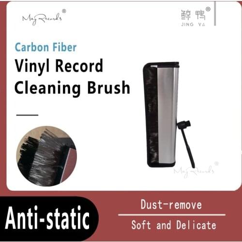 Vinyl Record Brush Portable Anti-Static Carbon Fiber Record Brush + Stylus Brush