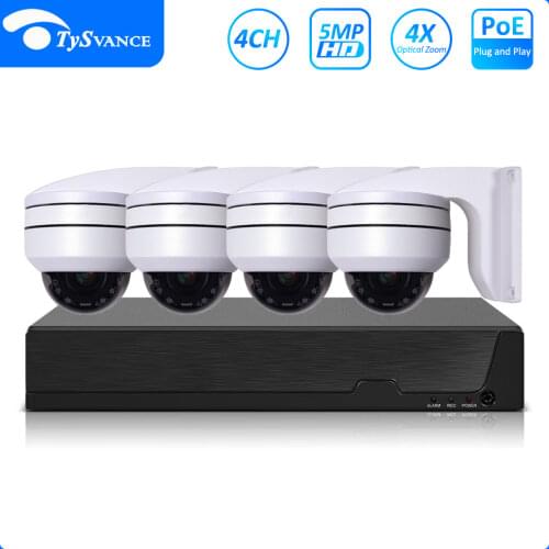 4ch 5MP POE PTZ System Kit H.265 CCTV Security 8ch NVR Indoor Waterproof 2.8-12mm 4X Optical Zoom IP Camera Surveillance Video