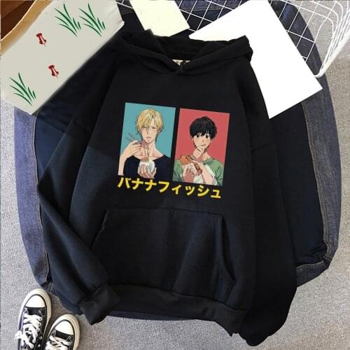 Ash and Eiji Anime Banana Fish Funny Print Hoodie Women Causal Streetwear Fashion Harajuku Sweatshirt Ulzzang Tops Female