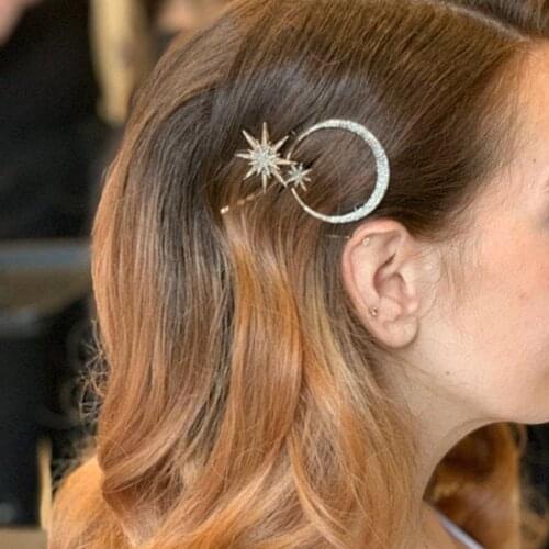 Ladies Crystal Hair Pin Moon Hairclip Barrette Headpiece Hair Accessories