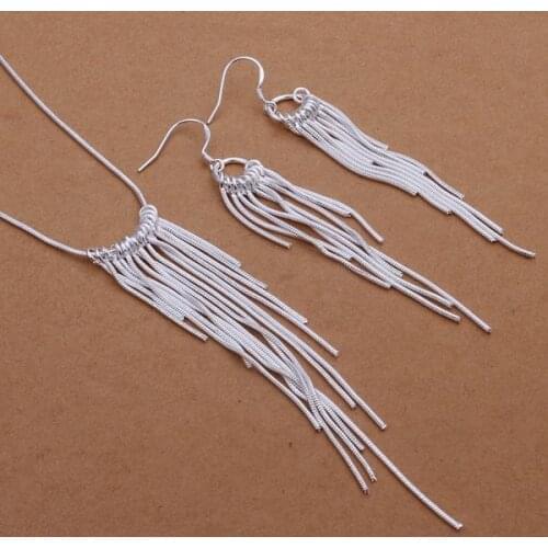 New silver color jewelry set high quality European style chain for women lady wedding Necklace Dangle Earrings set S362