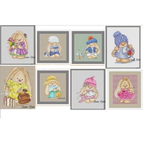 Gold Collection Counted Cross Stitch Kit Cross stitch RS cotton with cross stitch no print Rabbit - traveling rabbit