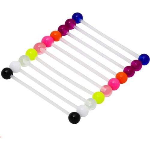 10 Pcs Industrial Barbell Earrings 14G Bioflex Cartilage Earring Body Piercing Jewelry 38mm Bar Colorful Acrylic Balls