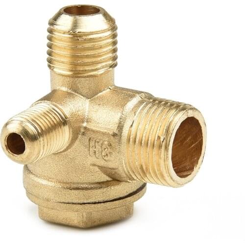 3 Port Check Valve Brass Male Thread Air Compressor Check Valves Air Pump Cut-Off Valve Connector Tool 10*14*16mm