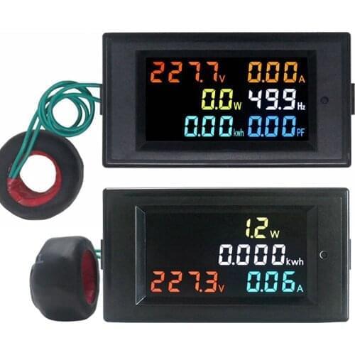 AC Voltmeter Ammeter Power Energy Meter AC 80.0-300.0V/AC 200.0-450.0 V 0.01-100A HD Color Screen 180 Degrees Flawless LED