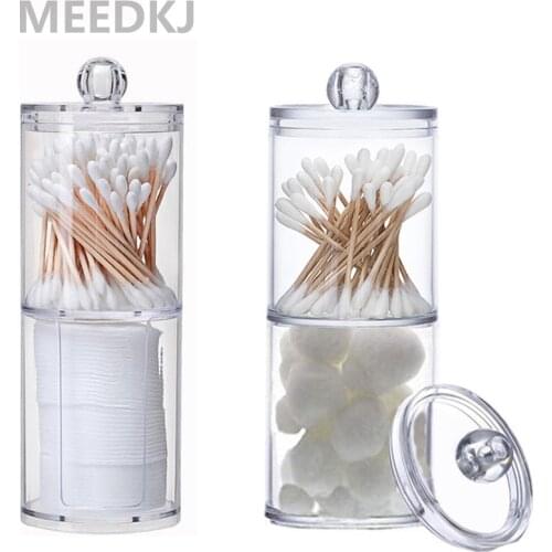 1sets Acrylic multifunctional round receive box jewelry box new cosmetic make-up cotton swabs transparent container