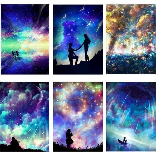Muxun Diamond Painting Landscape 5d Diy Diamond Embroidery Couple Cross Stitch Mosaic Starry Sky Handmade Home Decoration Gift
