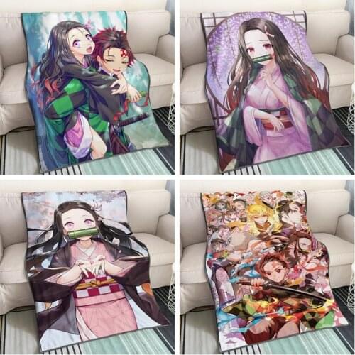 Devils Blade Anime Duvet Home Decorative Demon Slayer Kimetsu No Yaiba Tanjirou Nezuko Summer Blanket For Children Bedding