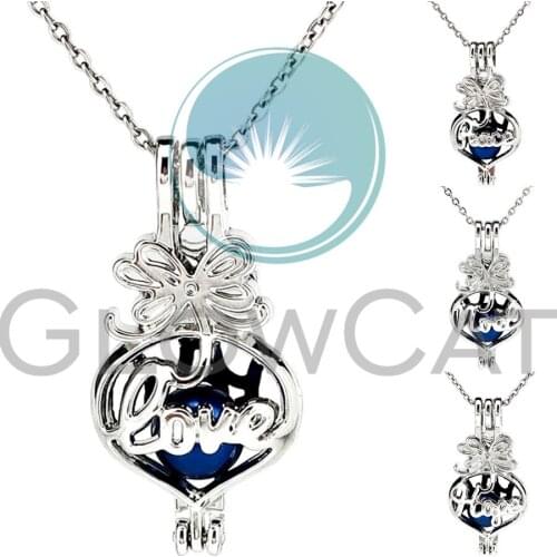 Bowknot Letters Locket Pendant Love Noel Joy Hope Faith Peace Letter Beads Pearl Cage Perfume Diffuser Christmas Necklace