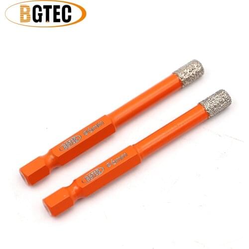 BGTEC 2pcs 6mm Hex shank Quick-fit Vacuum Brazed drilling bits ceramie tile granite diamond drill bits Dry hole saw