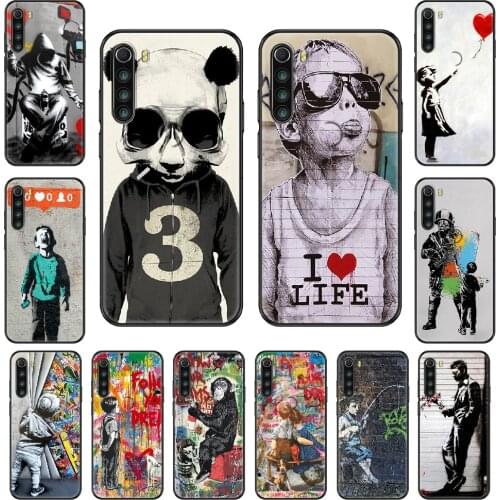 Street Art Banksy Graffiti Phone case For Xiaomi Redmi Note S2 4 5 6 7 8 A S X Plus Pro black pretty back trend funda soft prime