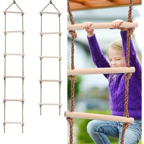Wooden Rope Ladder Kids Toy Swing Multi Rungs Children Climbing Toy Equipment Child Safe Outdoor Garden Sports Rope Swing Toy