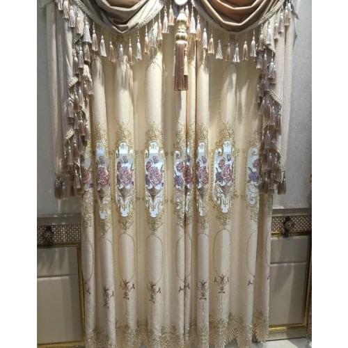 European Elegant Blue Curtains For Living Room Luxury Chenille Hollow Blind Drapes Window Panel Curtain Tulle For Bedroom M116#4