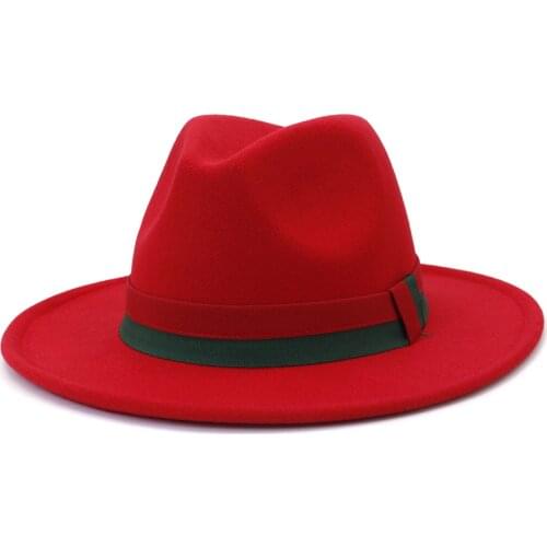 Trend Cream Wool Felt Fedora Hats with Patchwork Ribbon Band Vintage Fashion Men Jazz Felt Cap Women Panama Party Wedding Hat