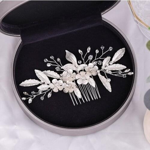 Flower Leaf Bridal Headwear Headband Wedding Accessories Decorations Bride Pearl Crystal Headband Headpieces Crowns and Tiaras