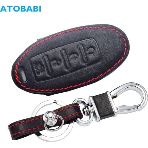 Leather Car Key Cases Smart Keyless Remote Control Fobs Protector Cover For Nissan Murano Pathfinder Titan Rogue Kicks 2018 2019