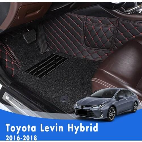 LHD Luxury Double layer Wire loop Carpets Car Floor Mats For Toyota Levin Hybrid 2018 2017 2016 Styling Custom Accessories Parts