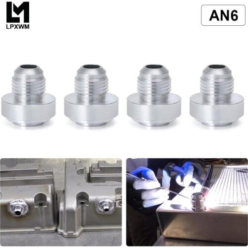 LPXWM- 4PCS/PACK Top Quality Aluminum AN6-AN Straight Male Weld Fitting Adapter Weld Bung Nitrous Hose Fitting Silver