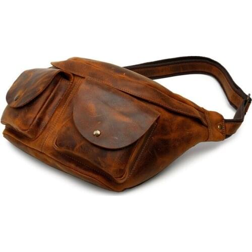 Small Crossbody Chest Bag Fashion Vintage Genuine Men Messenger Shoulder Bags Male Casual Leather Travel Bag Mens Handbag