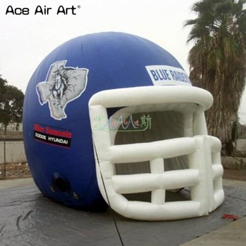 3.5mH helmet model inflatable football bel helmet tunnel tent,huge helmet tennis tunnel canopy tent with artwork for sale