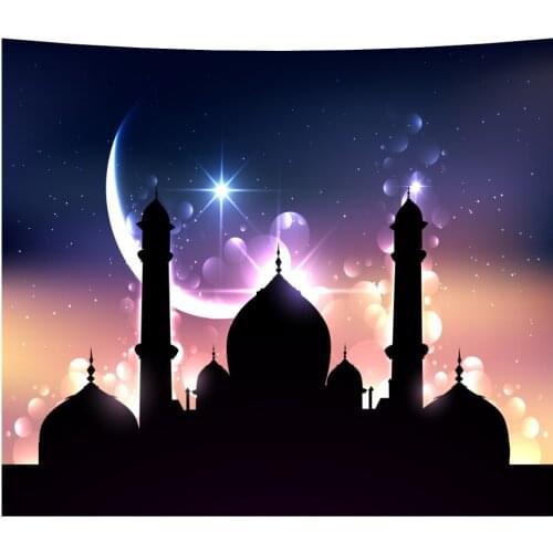 Muslim Party 2021 Eid Mubarak Ramadan Festival Tapestry Moon Lantern Palace Pattern Decoration for Living Room Bedroom Outfit