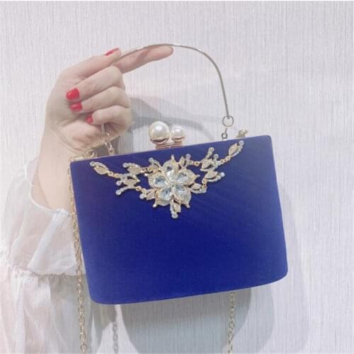 2020 new women flannel evening clutch bags diamond flowers wallets bags chain wedding banquet bags shoulder purse MN1589