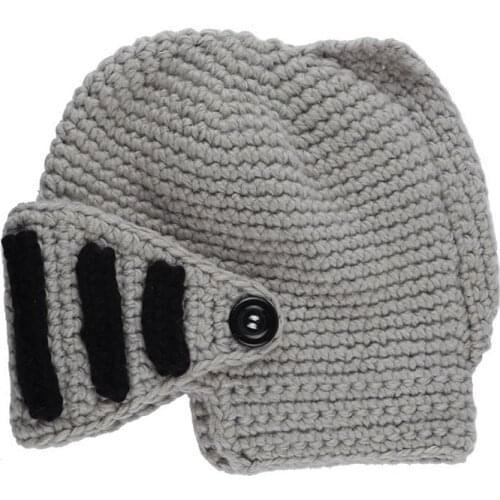 Novelty Roman Hat Winter Beanie Hats For Men Warm Mask Knight Helmet Knitted Cap Handmade Gladiator Mask Hat Winter Beanie